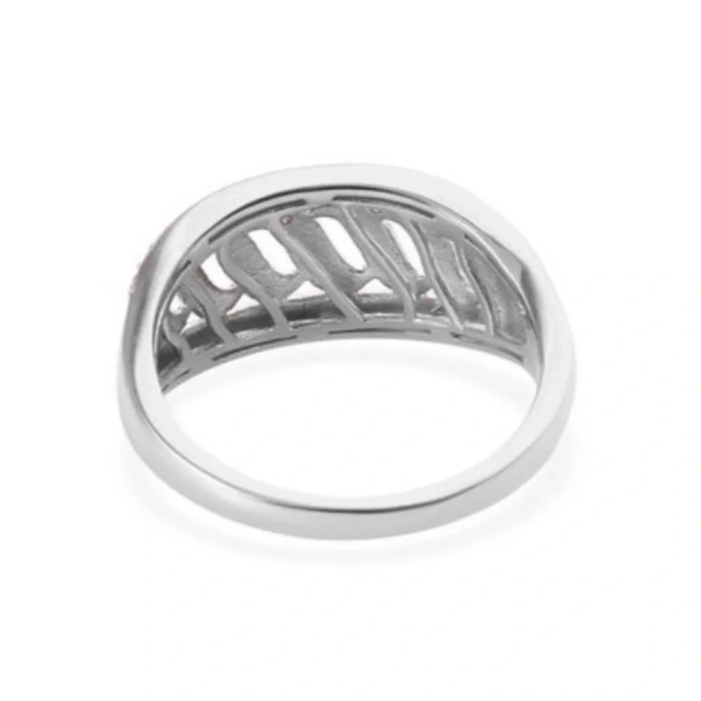 Natural Champagne Diamond Accent Swirl Ring Rose Gold & Platinum Bond Brass